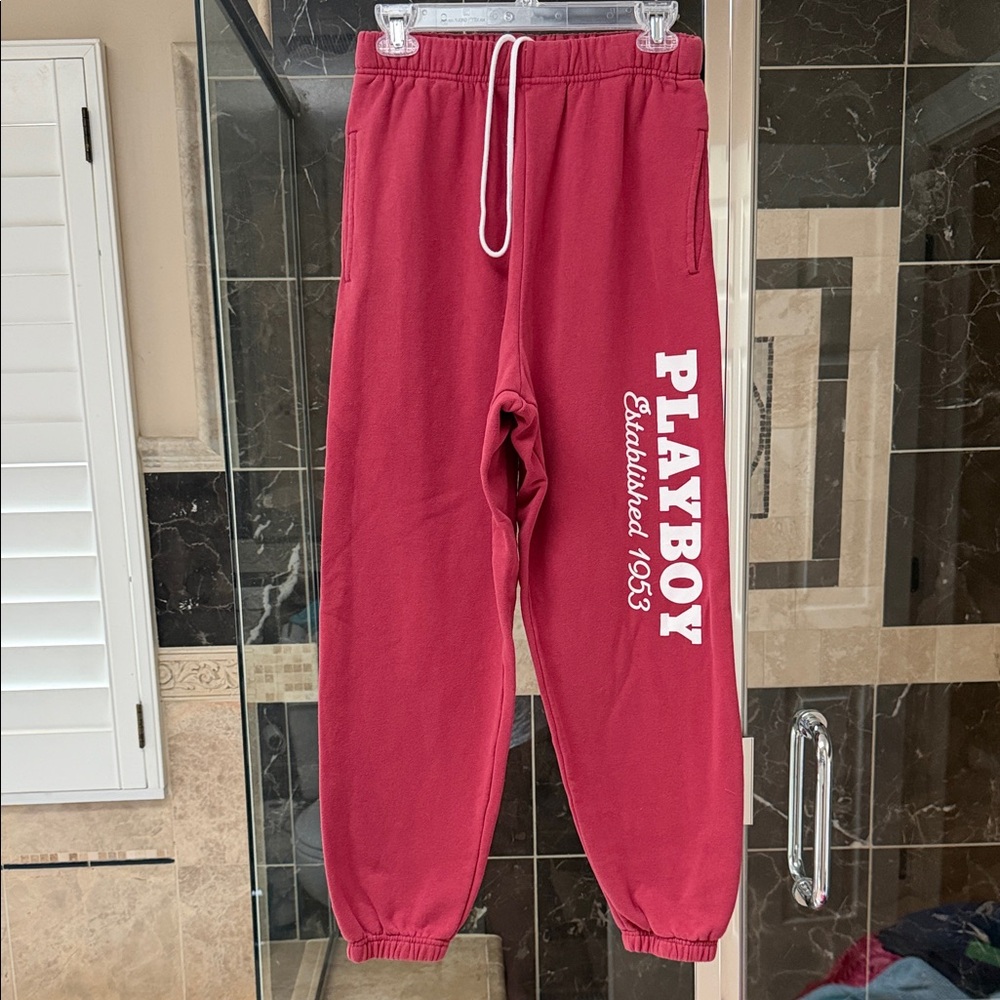 PLAYBOY Burgundy Graphic Joggers